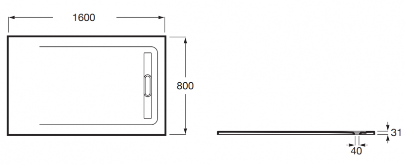 Roca Aquos brodzik prostokątny 160x80 ze zintegrowanym odpływem liniowym Stonex cafe AP60164032001660