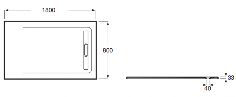 Roca Aquos brodzik prostokątny 180x80 ze zintegrowanym odpływem liniowym Stonex onyks AP60170832001640