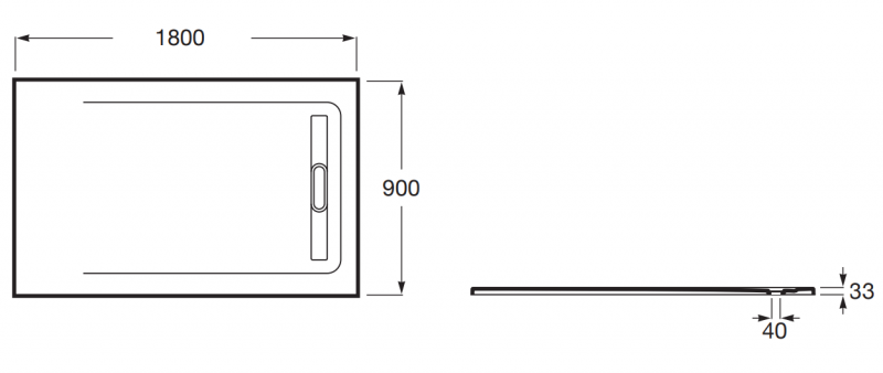 Roca Aquos brodzik prostokątny 180x90 ze zintegrowanym odpływem liniowym Stonex beżowy AP60170838401650
