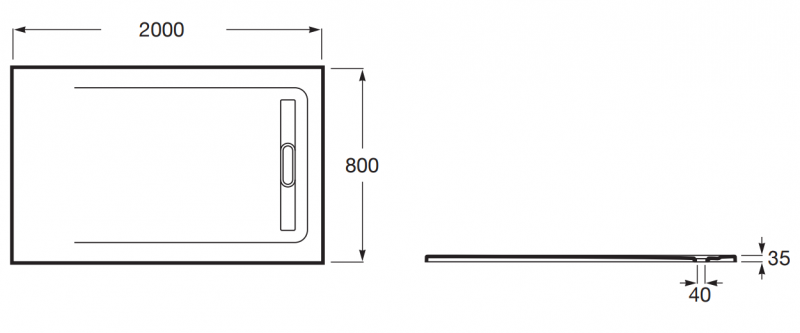Roca Aquos brodzik prostokątny 200x80 ze zintegrowanym odpływem liniowym Stonex cafe AP6017D032001660