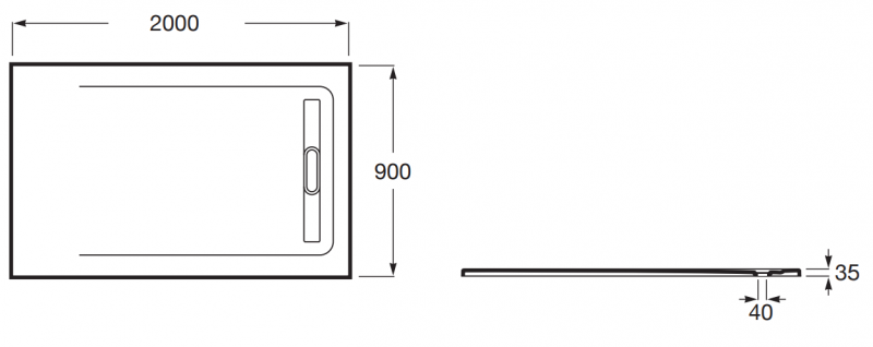 Roca Aquos brodzik prostokątny 200x90 ze zintegrowanym odpływem liniowym Stonex beżowy AP6017D038401650