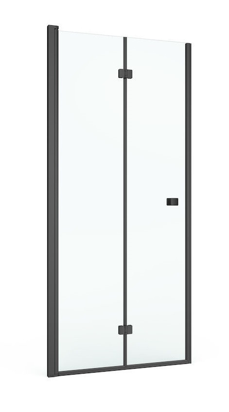 Roca Capital Black drzwi do wnęki składane 100 cm czarny przeźroczyste MaxiClean AM4510016M