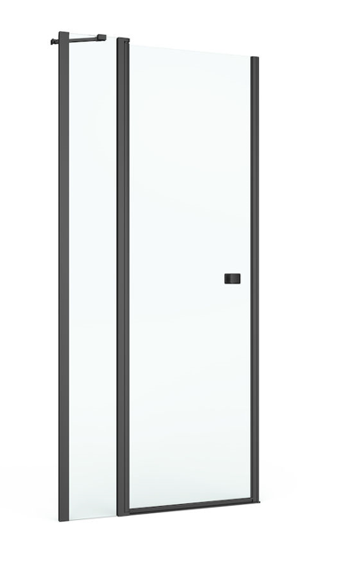 Roca Capital Black drzwi do wnęki z polem stałym wahadłowe 100 cm czarny przeźroczyste MaxiClean AM4610016M