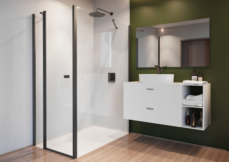 Roca Capital Black ścianka boczna 80 cm czarny przeźroczyste MaxiClean AM4408016M