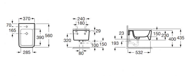 Roca Inspira Square bidet podwieszany onyks A357535640