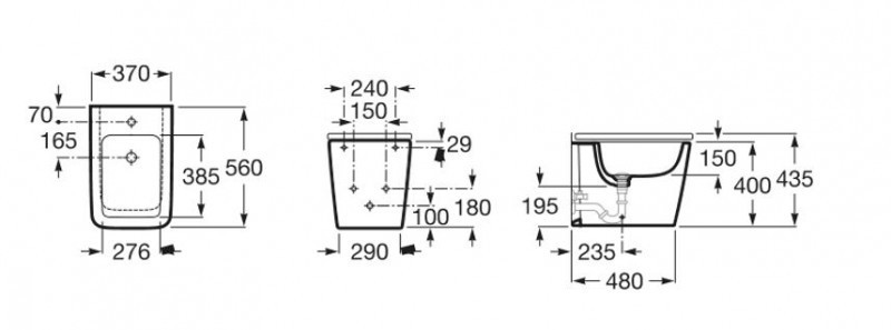 Roca Inspira Square bidet stojący onyks A357537640