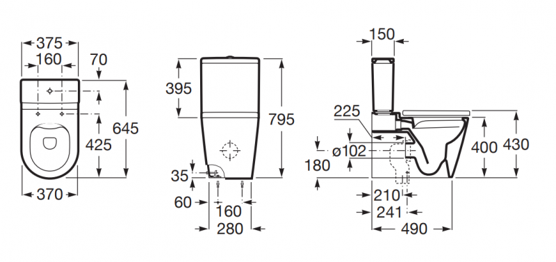 Roca Inspira Round Rimless muszla do kompaktu odpływ uniwersalny biały matowy A342526620