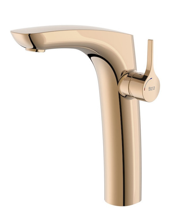 Roca Insignia Rose Gold bateria umywalkowa wysoka Cold Start bez korka różowe złoto A5A3C3ARG0