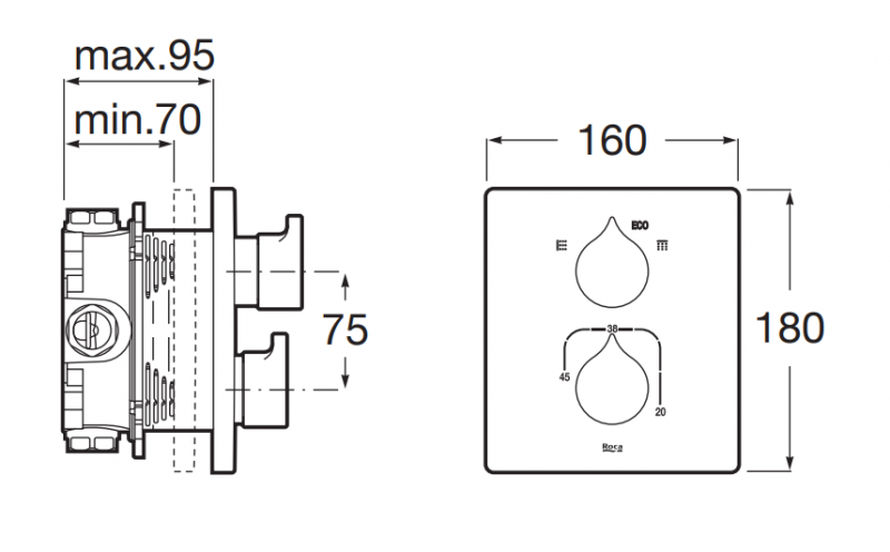 Roca Insignia Rose Gold termostatyczna bateria wannowo-prysznicowa podtynkowa różowe złoto A5A0C3ARG0
