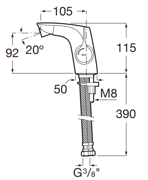Roca Insignia Rose Gold bateria bidetowa Cold Start bez korka różowe złoto A5A6A3ARG0