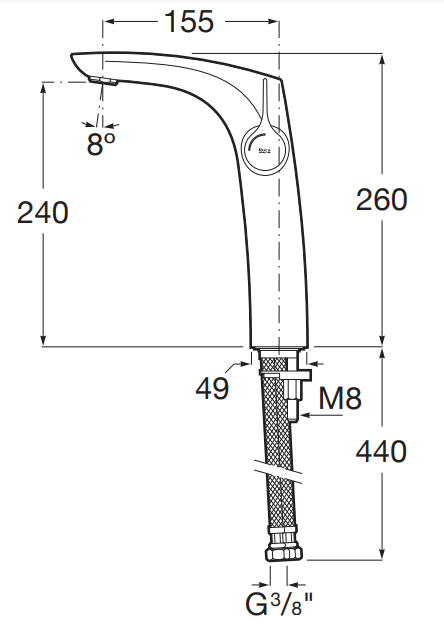 Roca Insignia Rose Gold bateria umywalkowa wysoka Cold Start bez korka różowe złoto A5A3C3ARG0