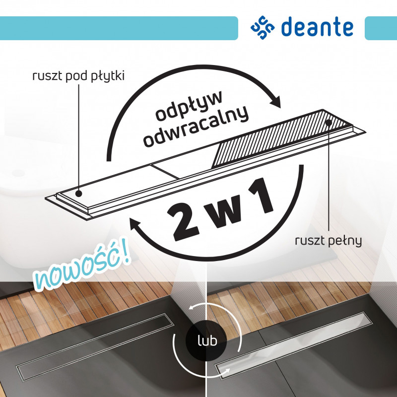 Deante odpływ liniowy odwracalny 60 cm z syfonem KOS006D - !!!!!