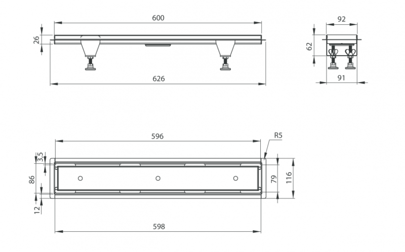Deante odpływ liniowy odwracalny 60 cm z syfonem KOS006D - !!!!!