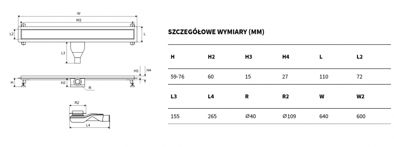 Excellent Stilio Gold odpływ liniowy z rusztem dekoracyjnym 60 cm złoty INEX.1515.600.R.GL