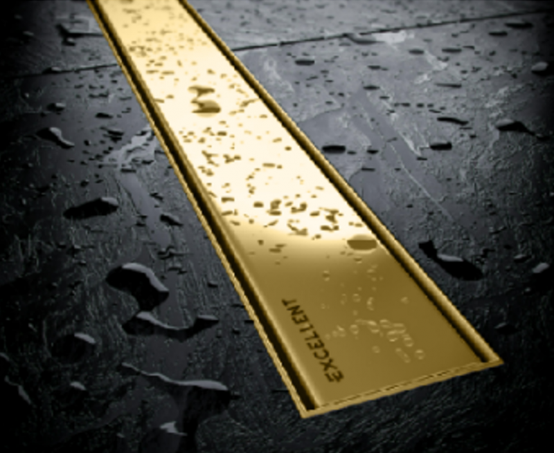 Excellent Stilio Gold odpływ liniowy z rusztem dekoracyjnym 80 cm złoty INEX.1515.800.R.GL