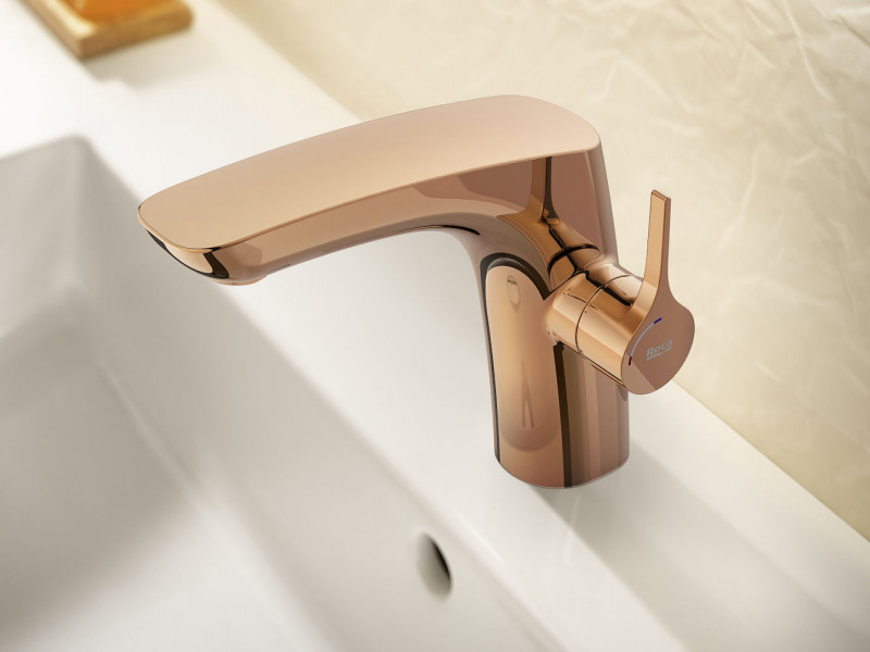 Roca Insignia Rose Gold bateria umywalkowa Cold Start bez korka różowe złoto A5A3B3ARG0