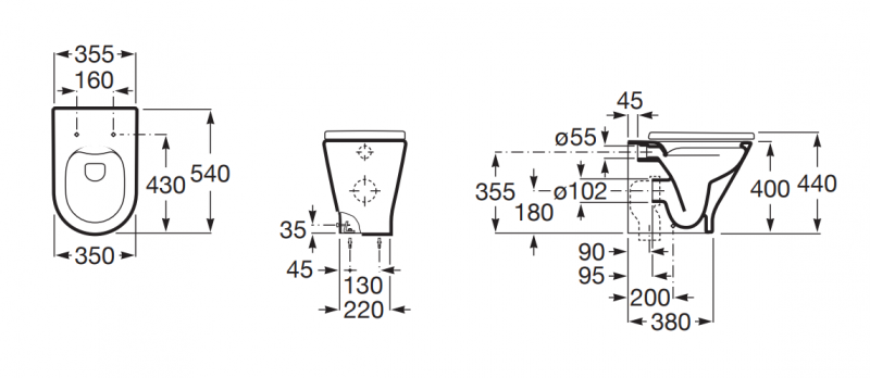 Roca Gap Round Rimless muszla stojąca odpływ uniwersalny A3470N7000