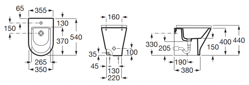 Roca Gap Round bidet stojący przyścienny A3570N7000