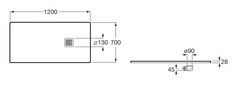 Roca Terran brodzik prostokątny 120x70 z syfonem konglomerat stonex onyks AP1014B02BC01640