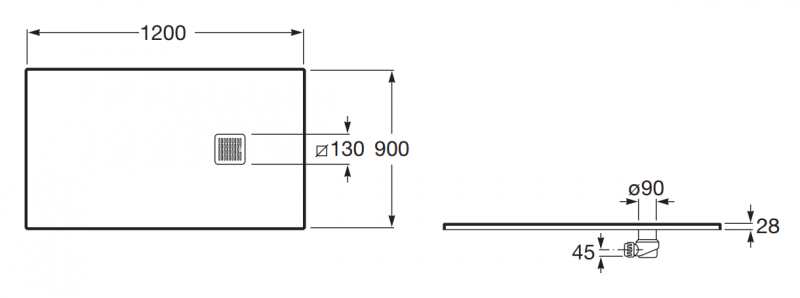 Roca Terran brodzik prostokątny 120x90 z syfonem konglomerat stonex beżowy AP1014B038401650