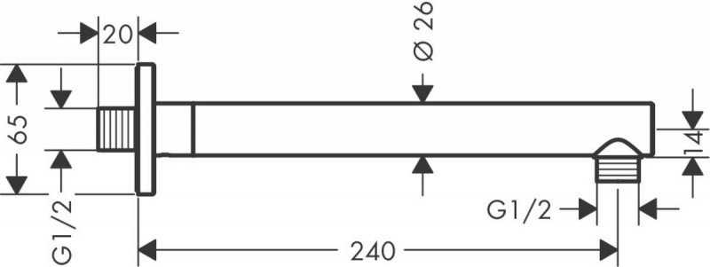 Hansgrohe Vernis Shape ramię prysznicowe ścienne 24 cm czarny matowy 26405670