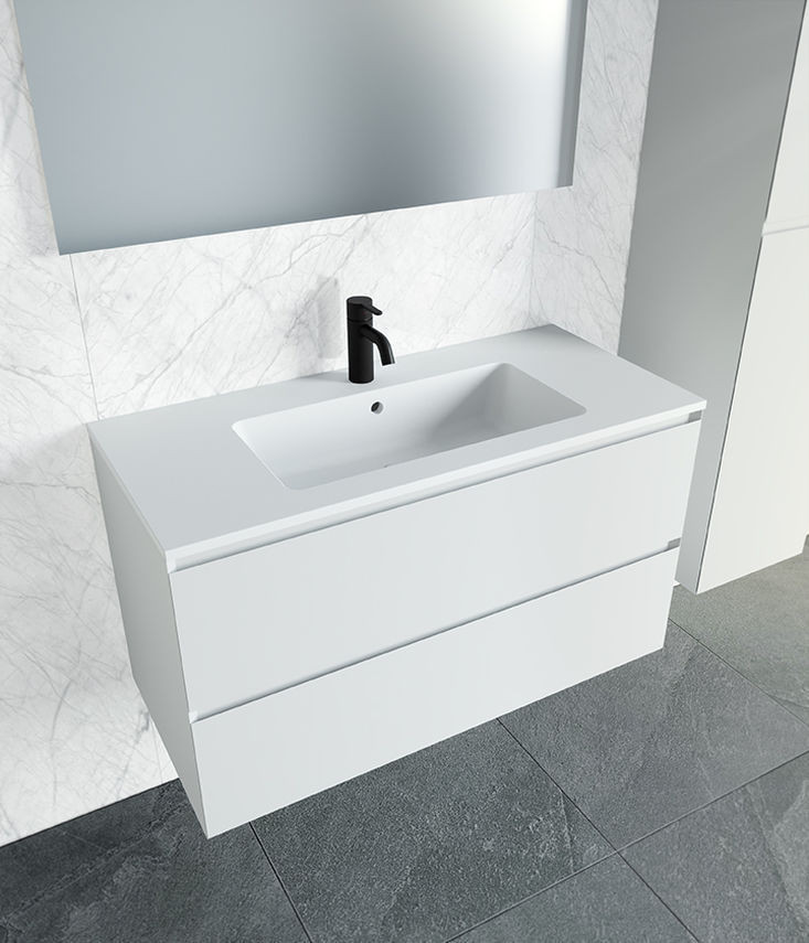 Riho Spring Dew umywalka z marmuru syntetycznego 100x46 cm biały mat F70096