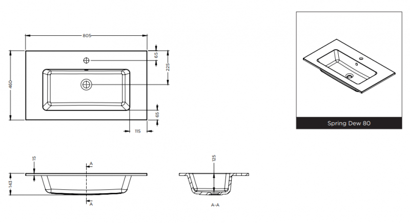 Riho Spring Dew umywalka z marmuru syntetycznego 80x46 cm biały mat F70095