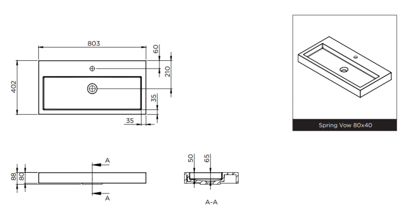 Riho Spring Vow umywalka z marmuru syntetycznego 80x40 cm biały mat F70111