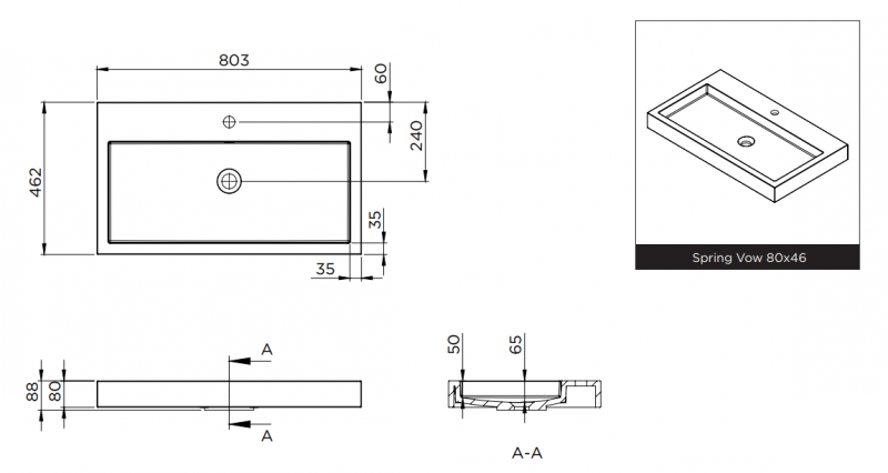 Riho Spring Vow umywalka z marmuru syntetycznego 80x46 cm biały mat F70106