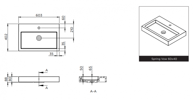 Riho Spring Vow umywalka z marmuru syntetycznego 60x40 cm biały mat F70100