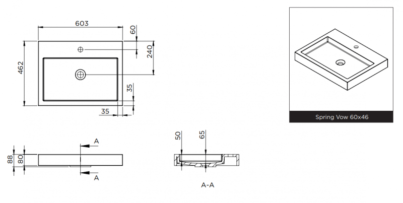 Riho Spring Vow umywalka z marmuru syntetycznego 60x46 cm biały mat F70105