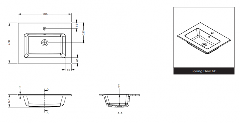 Riho Spring Dew umywalka z marmuru syntetycznego 60x46 cm biały mat F70094