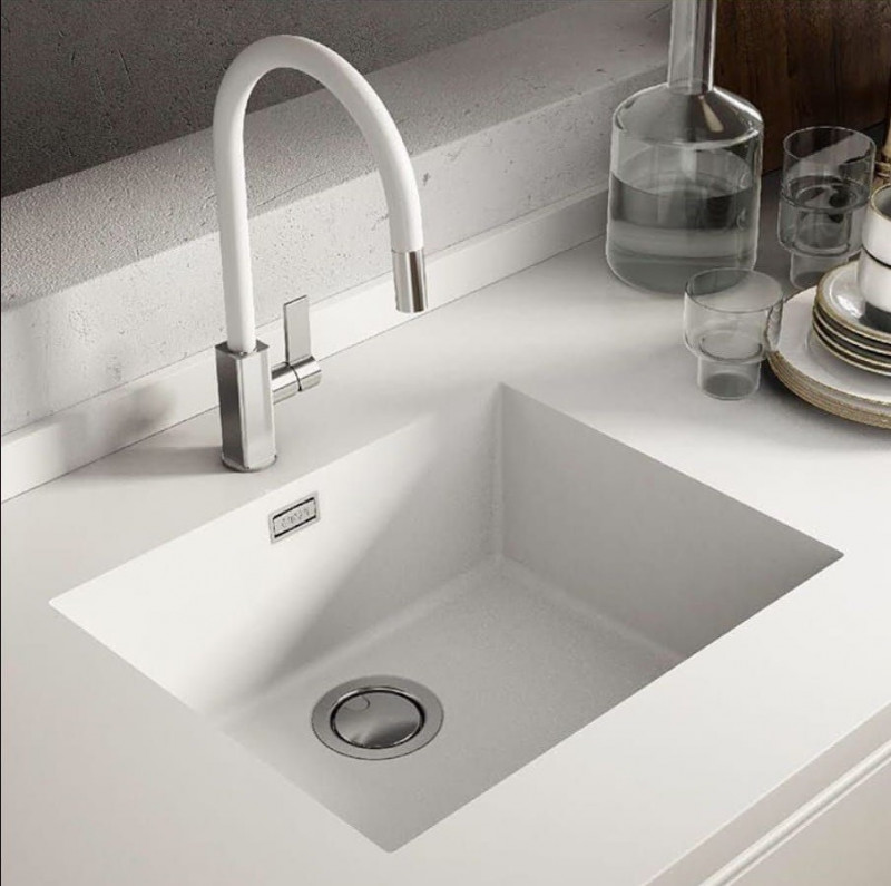 Elleci Zen 105 zlewozmywak 1 komora podwieszana lub wpuszczana K96 biały KeratekPlus LKZ10596