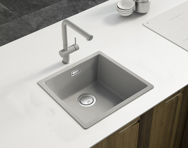 Elleci Zen 105 zlewozmywak 1 komora podwieszana lub wpuszczana K97 jasnoszary KeratekPlus LKZ10597