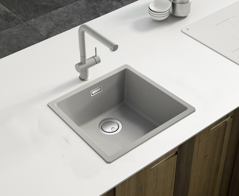 Elleci Zen 102 zlewozmywak 1 komora podwieszana lub wpuszczana K97 jasnoszary KeratekPlus LKZ10297