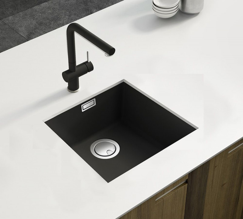 Elleci Zen 105 zlewozmywak 1 komora podwieszana lub wpuszczana K86 czarny KeratekPlus LKZ10586