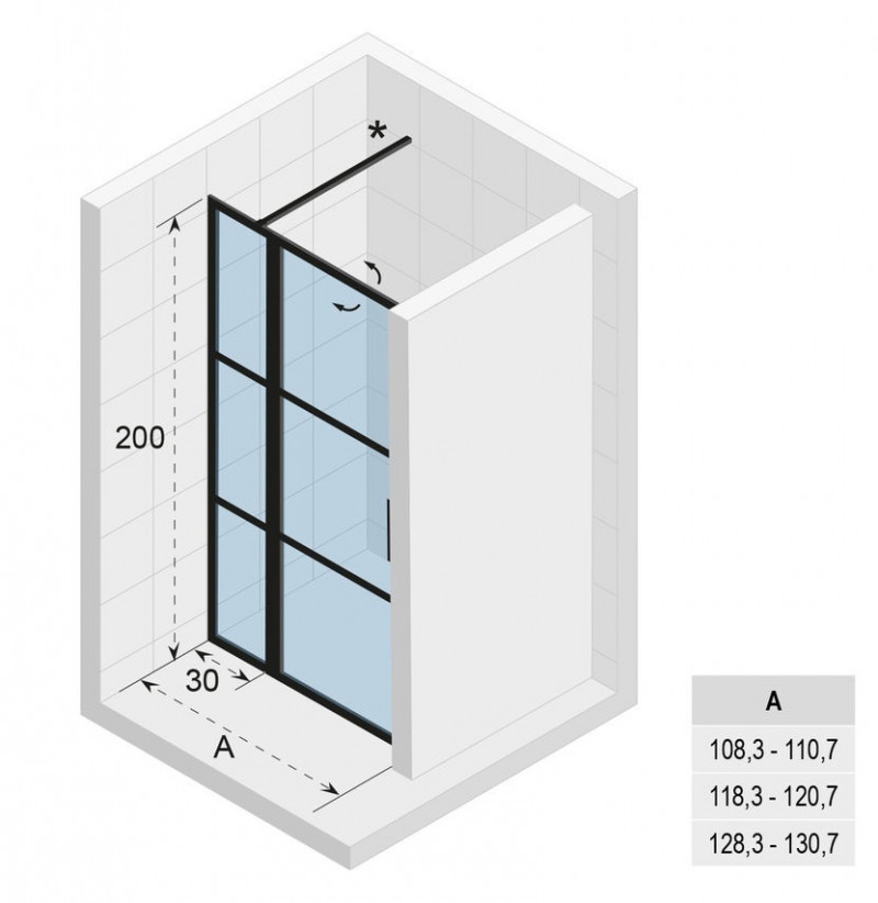 Riho Grid GB104 drzwi do wnęki wahadłowe 120 cm L/P czarny przeźroczyste RIHO Shield GB1120000