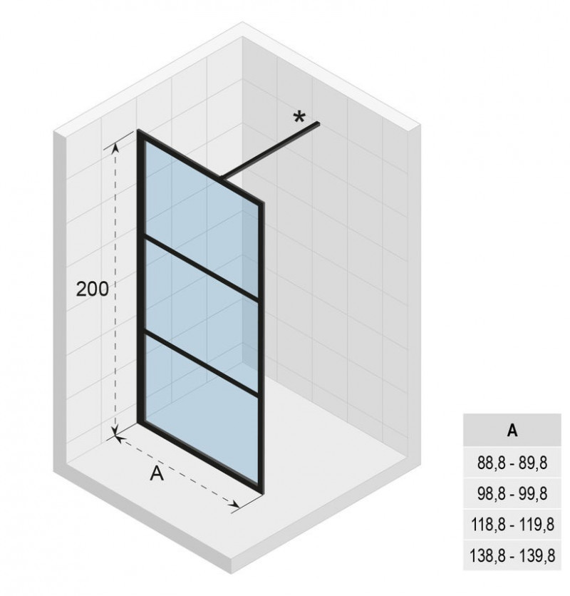 Riho Grid GB400 ścianka kabina typu Walk-In 120 cm czarny przeźroczyste RIHO Shield GB4120000