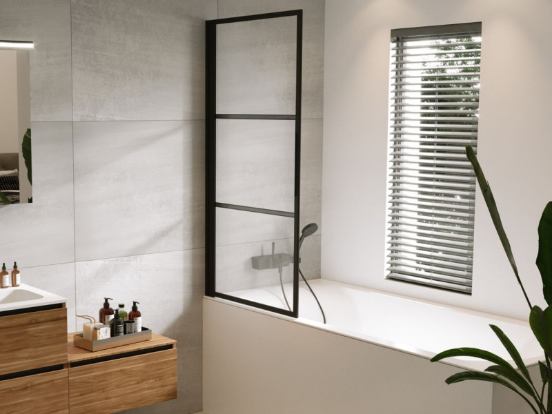 Riho Grid GB501 parawan wannowy ruchomy 80 cm lewy czarny przeźroczyste RIHO Shield GBB5080001