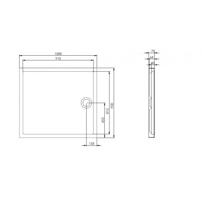 Roca Granada Square Medio brodzik prostokątny 100x90 biały A276338000
