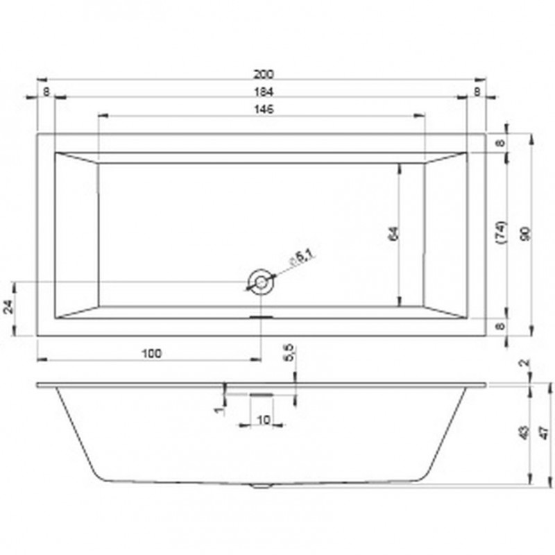 Riho Rethink Cubic wanna prostokątna 200x90 z syfonem biały połysk BR12005