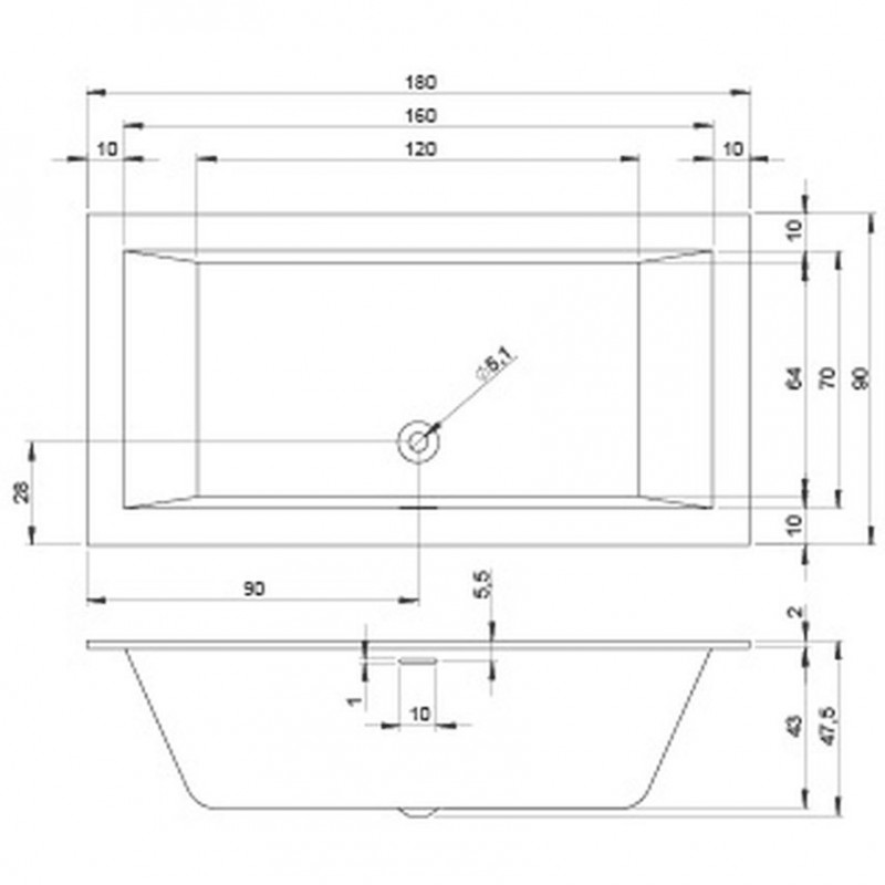 Riho Rethink Cubic wanna prostokątna 180x90 z syfonem biały połysk BR09005