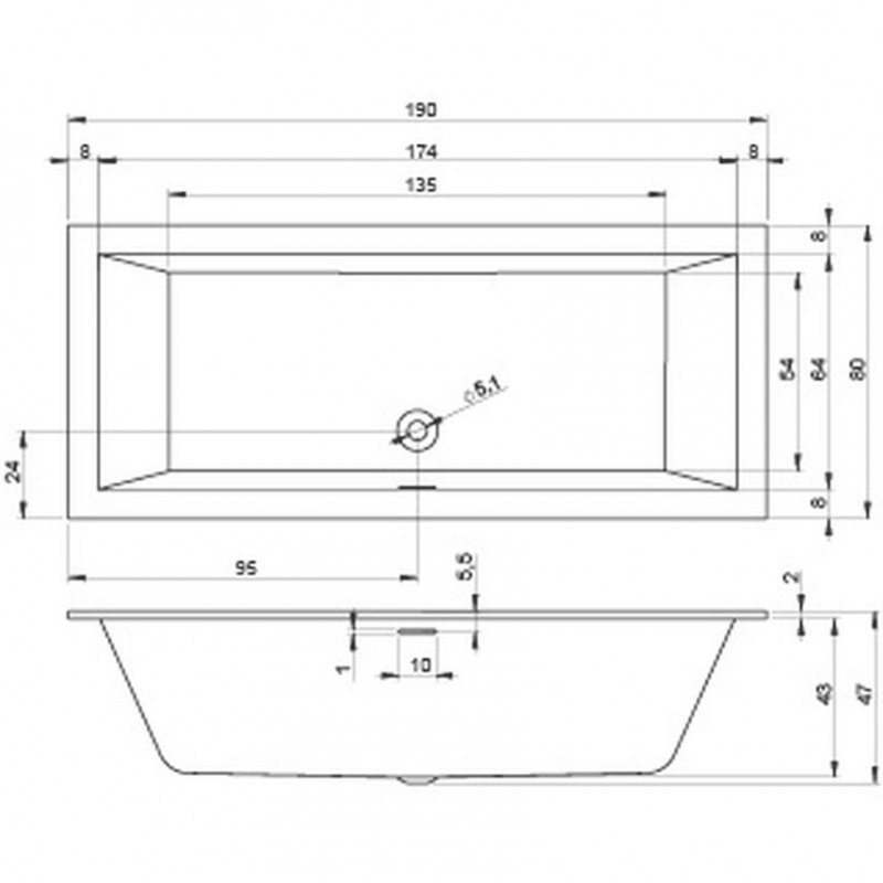 Riho Rethink Cubic wanna prostokątna 190x80 z syfonem biały połysk BR10005