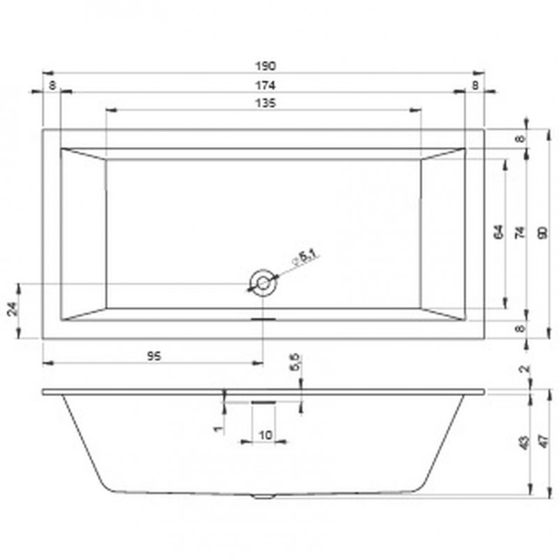 Riho Rethink Cubic wanna prostokątna 190x90 z syfonem biały matowy BR11105