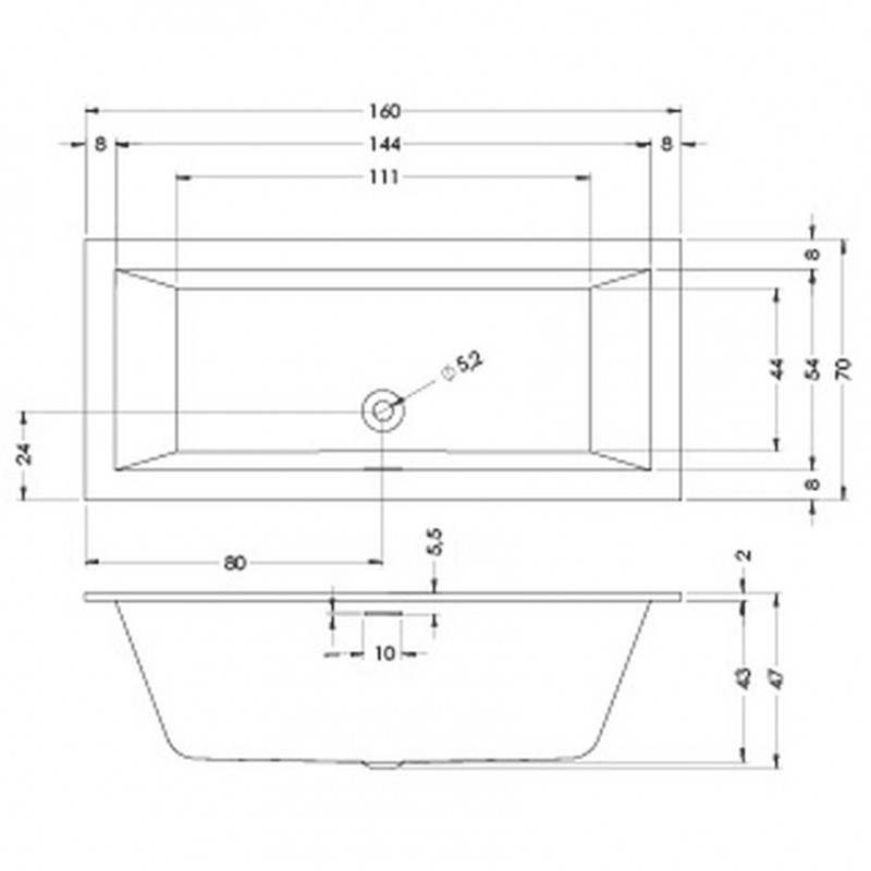 Riho Rethink Cubic wanna prostokątna 160x70 z syfonem biały połysk BR06005