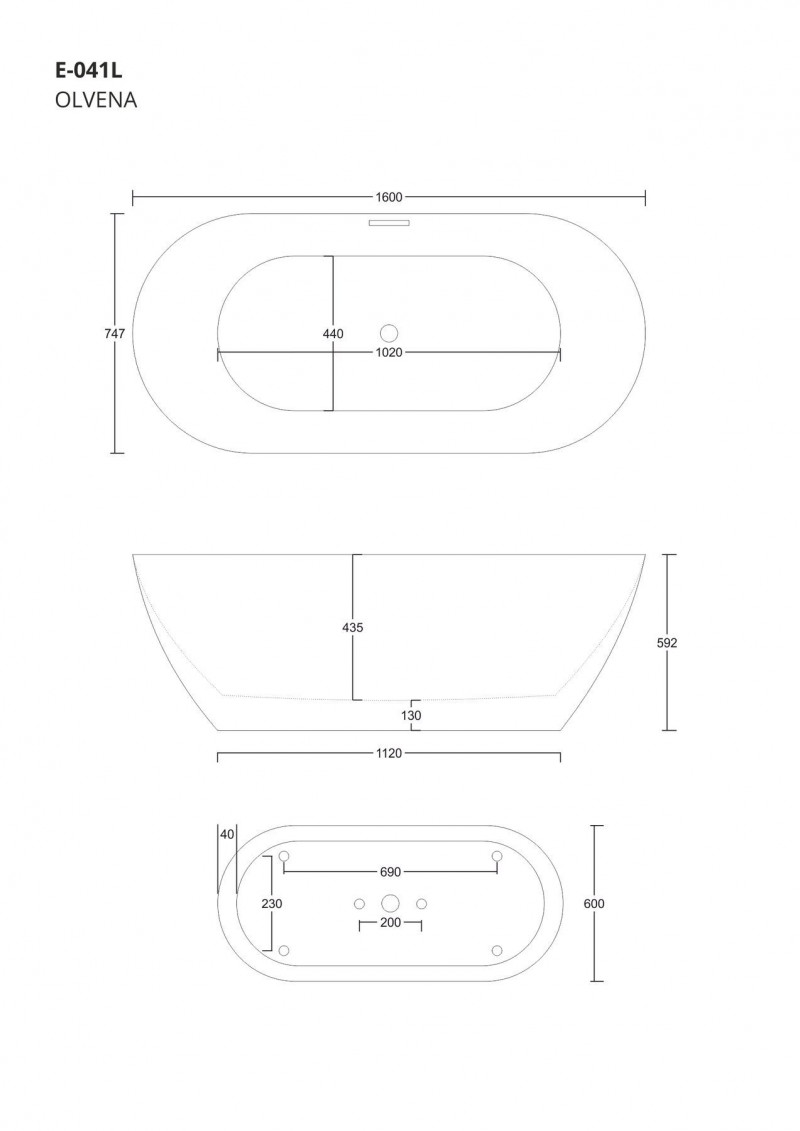 Corsan Olvena wanna wolnostojąca akrylowa 160x75 biała E-041