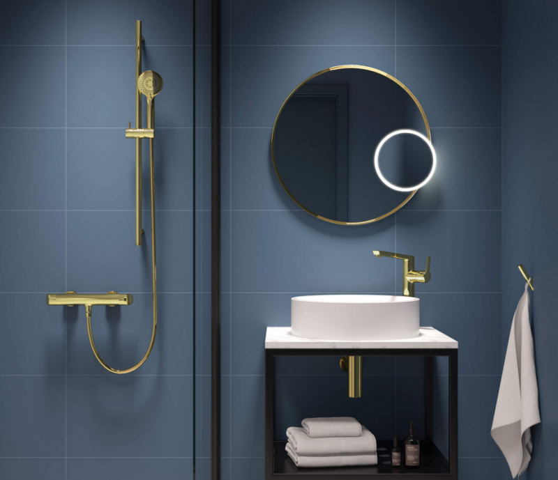 Deante Arnika bateria umywalkowa wysoka złoty BQAZ20K