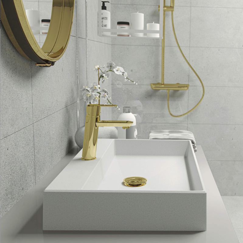 Deante Arnika bateria umywalkowa złoty BQAZ20M