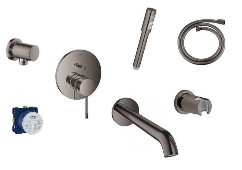 Grohe Essence zestaw podtynkowy z wylewką wannową kompletny grafit polerowany hard graphite