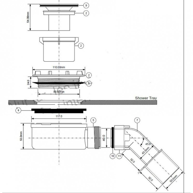 Huppe EasyStep płaski syfon z wysokością zabudowy 53 mm 215483R91